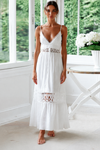 Serena Lace Beach Maxi Dress — White, White, front view