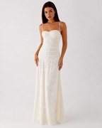Elowen Lace Bustier Maxi Dress, White, front view