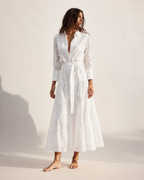 Marielle Eyelet Shirt Maxi Dress, White, front view