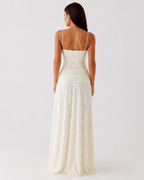 Elowen Lace Bustier Maxi Dress, White, back view