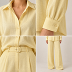 Belted Relaxed Shirt & Wide-Leg Pants Set