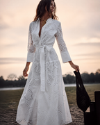 Marielle Eyelet Shirt Maxi Dress, White, garment detail